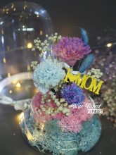 Mother's day 2023精選 *玻璃罩康乃馨保鮮花(漸變紫色/淺藍)*可免費刻上名或祝福字句
