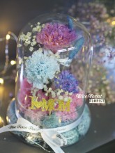 Mother's day 2023精選 *玻璃罩康乃馨保鮮花（漸變紫色/淺藍）*可免費刻上名或祝福字句