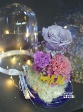 Mother's day 2023精選 *玻璃罩康乃馨玫瑰保鮮花(粉紅/淺紫)*可免費刻上名或祝福字句