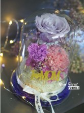 Mother's day 2023精選 *玻璃罩康乃馨玫瑰保鮮花（粉紅/淺紫）*可免費刻上名或祝福字句