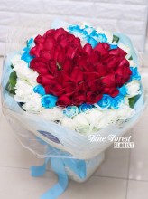 99枝三色心形玫瑰花束