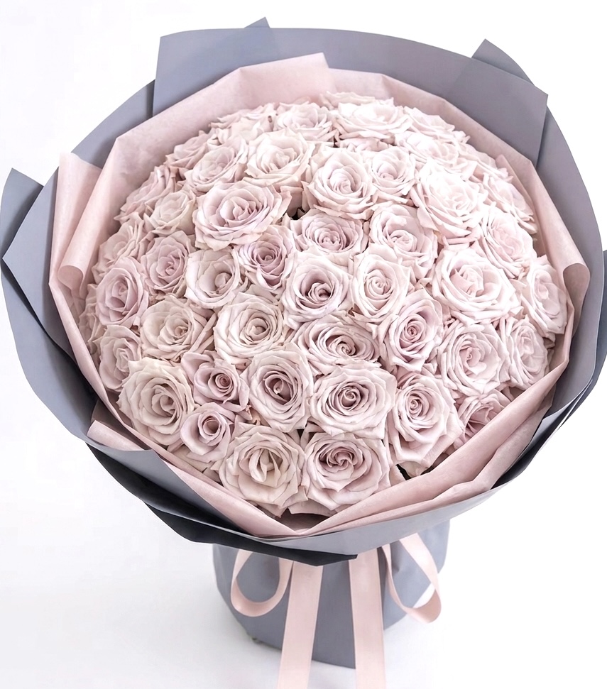 新品种*50枝肯亚银灰色玫瑰花束（Manta rose)
