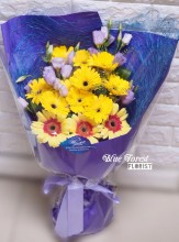 [雙色太陽花畢業花束(黃/橙)