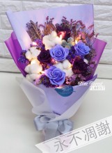 保鮮•愛*永不凋謝玫瑰保鮮花花束（深紫色＋紫色）