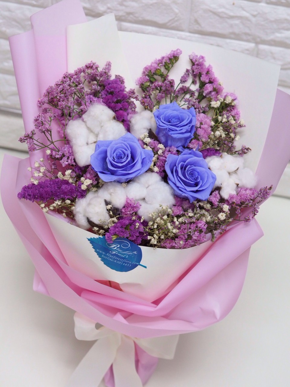 保鮮•愛*永不凋謝玫瑰保鮮花花束（深紫色＋紫色）