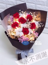 情人節系列 保鮮•愛*永不凋謝玫瑰保鮮花花束（紅色）