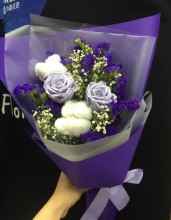 保鮮•愛*永不凋謝玫瑰日本保鮮花花束（淺紫色）