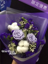保鲜•爱*永不凋谢玫瑰日本保鲜花花束（淺紫色）