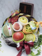 進口水果併花禮籃