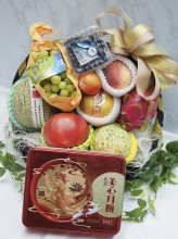 進口水果併花禮籃