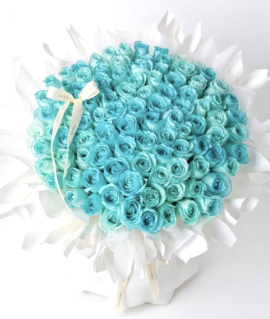 99枝装Tiffany blue玫瑰花束