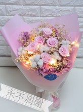 保鲜•爱*永不凋谢玫瑰保鲜花花束（粉红色）