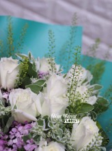 *Tiffany blue*純白玫瑰田園風格花束