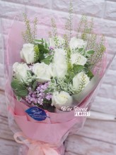 *Tiffany blue*純白玫瑰田園風格花束