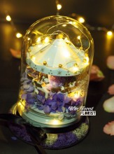 保鮮•愛系列 *發光旋轉音樂木馬保鮮花（紫色）*可免費刻上名或祝福字句
