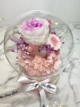 *幸福水晶球系列 *玻璃罩玫瑰保鮮花(淺粉紅Garden Rose)*可免費刻上名或祝福字句