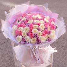 99枝三色玫瑰花束