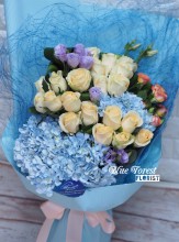 * Golden rose*18枝香檳金玫瑰配荷蘭繡球花束