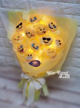 *輸入中...可愛emoji公仔光纖燈花束（內附有開關式的光纖燈，在黑暗中的環境可以營造浪漫的氣氛）