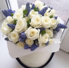 20枝纯白玫瑰花盒