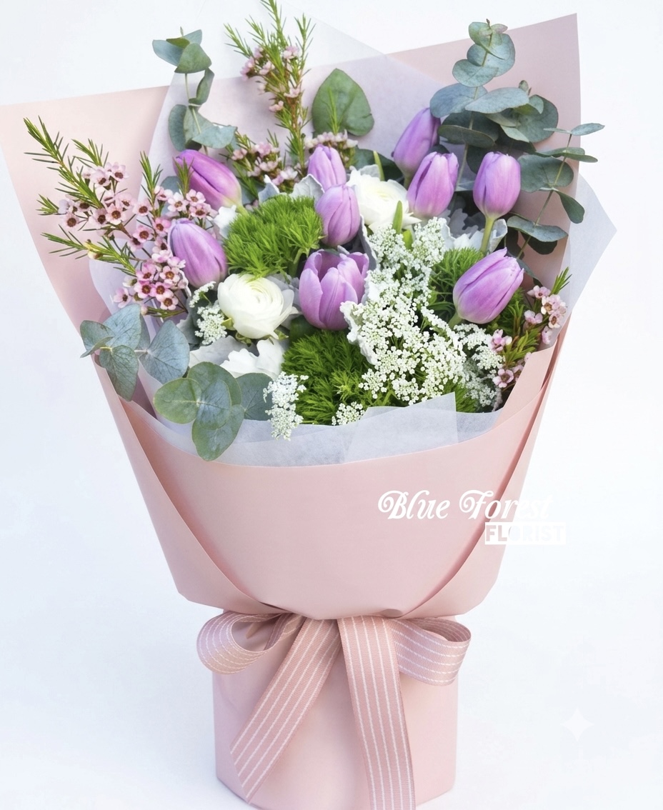 荷蘭淺紫鬱金香花束