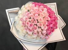 ［ 最新款式］99枝漸變色粉紅玫瑰求婚花束*