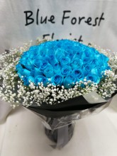 海藍玫瑰99枝玫瑰花束