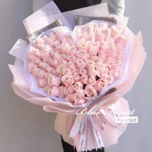 *99枝淺粉紅心形玫瑰花束