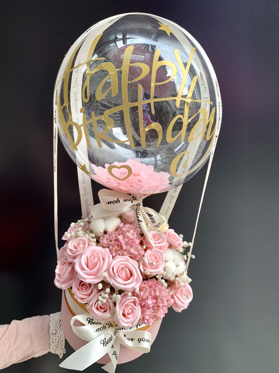 *告白氣球*香薰玫瑰花盒連生日氣球（可選鮮花玫瑰/仿真花香薰玫瑰）