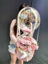*告白氣球*香薰玫瑰花盒連生日氣球（可選鮮花玫瑰/仿真花香薰玫瑰）